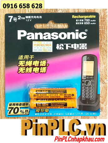 Pin Panasonic BK-4LADW, Pin sạc AAA 1.2v Panasonic BK-4LADW dung lượng 650mAh ( vỉ 2 viên)